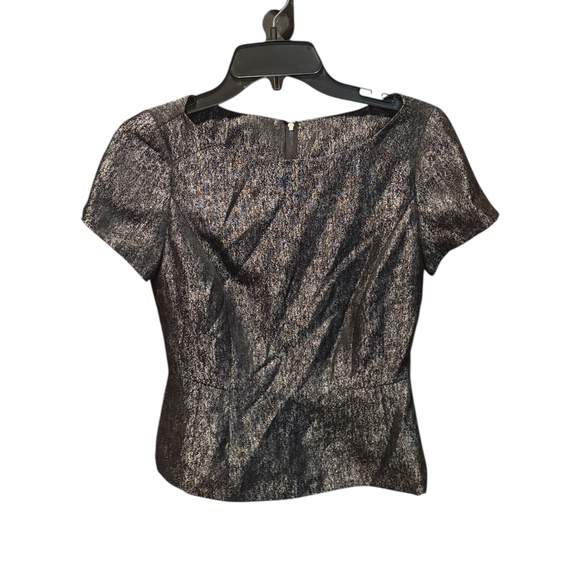 Halogen Short Sleeve Blouse Black and Gold XS Petite - Picture 1 of 6